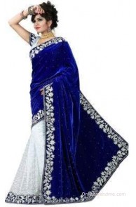Trishulom Cloth's Online Embriodered Fashion Velvet Sari
